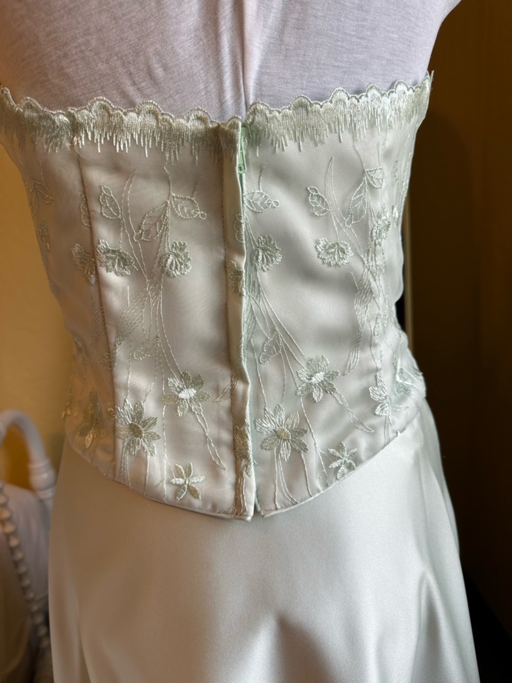 Jessica McClintock Strapless Mint Satin Dress - Size 8 - Picture 4 of 8